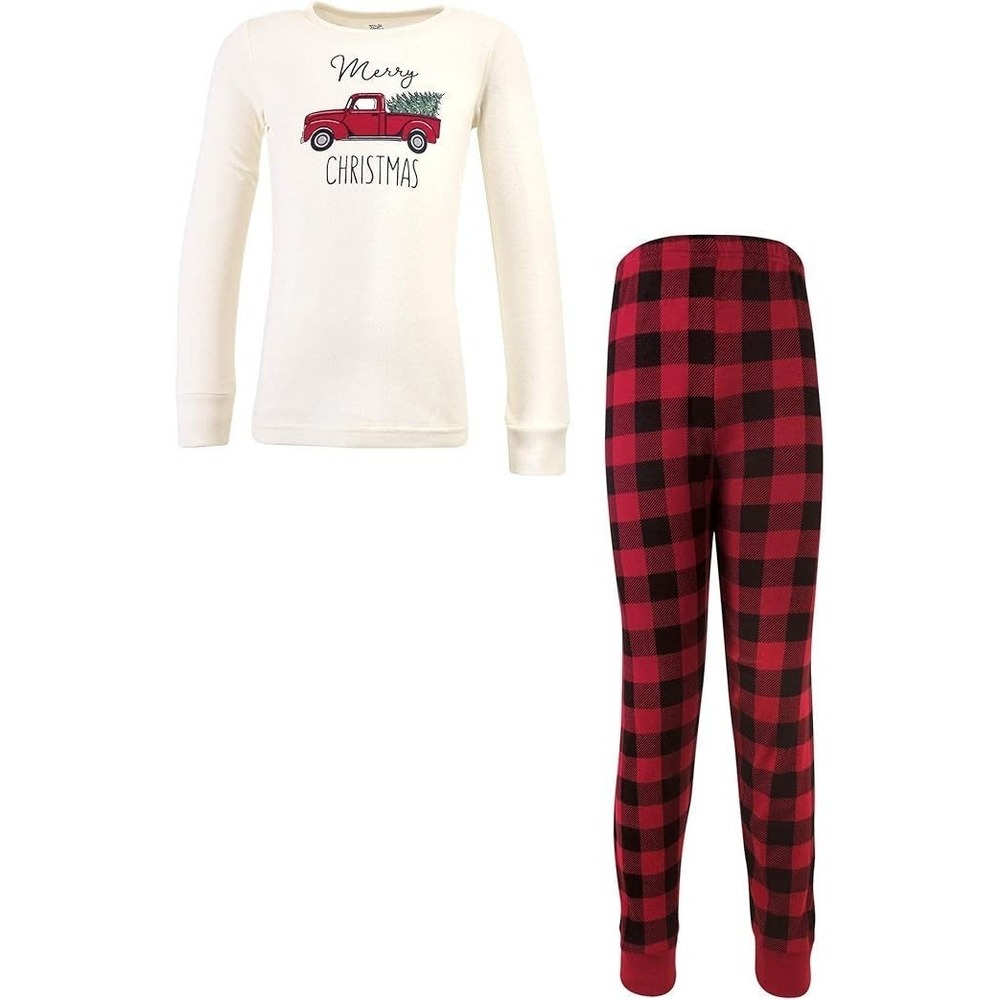 Touched by Nature Unisex Kids Holiday Pajama Set - Christmas Tree Red Truck - 10
